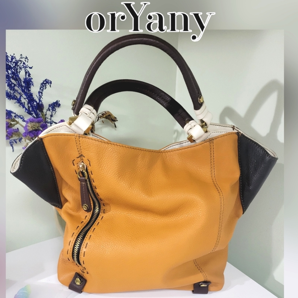OrYany Aquarius Colorblock Leather Shopper Tote Satchel Bag A231280 👀
